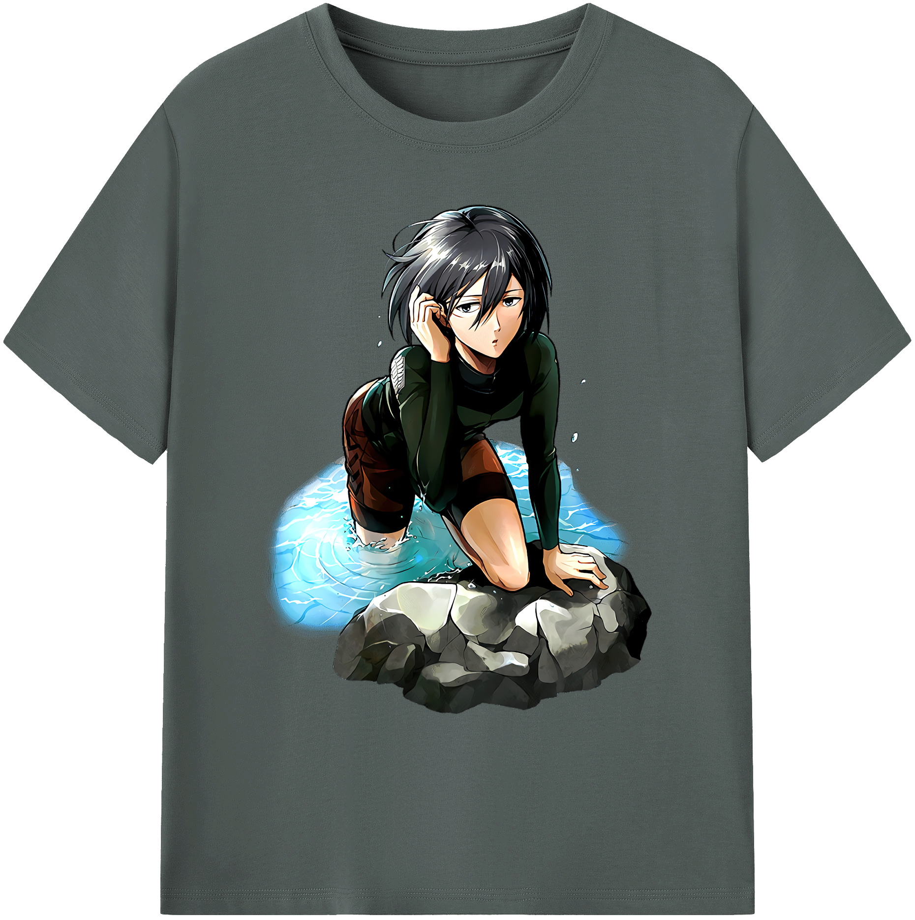 （画像用） 進撃の巨人 ミカサ·アッカーマン Attack on Titan Mikasa Ackerman 綿100％ メンズ半袖Tシャツ｜肌触りやわらか＆通気性